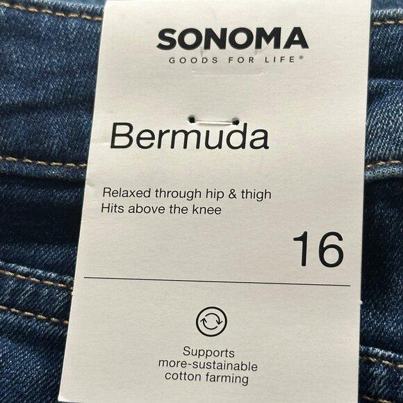 Sonoma Womens Bermuda Denim Shorts Size 16 Jorts Cotton Blend Vacation Beach - Picture 5 of 11